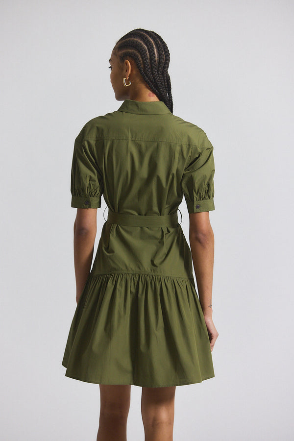 Derek Lam Luma A-Line Shirt Dress Hunter
