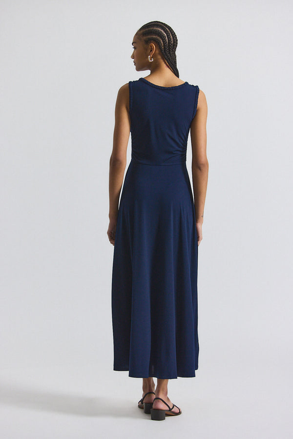 Derek Lam Misha Matte Jersey Ruched Dress Navy