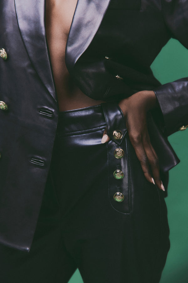 Derek Lam Robertson Flare Trousers Black Leather