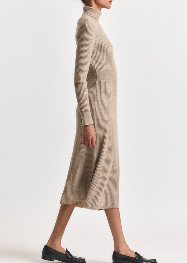 Derek Lam Diana Turtleneck Dress Light Taupe Melange