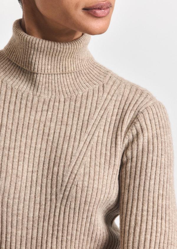 Derek Lam Diana Turtleneck Dress Light Taupe Melange