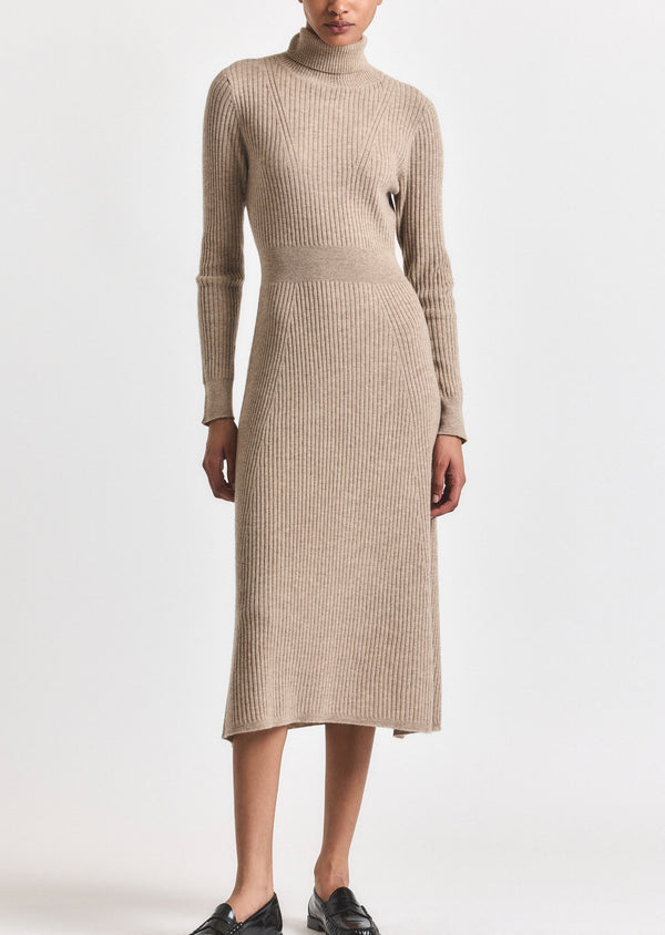 derek lam Diana Turtleneck Dress Light Taupe Melange