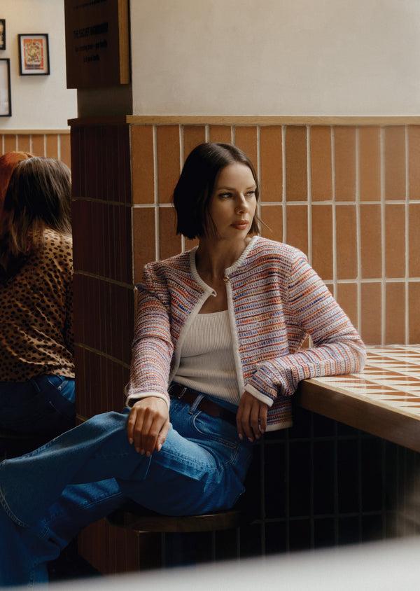 Derek Lam Findley Space Dyed Cardigan Raspberry Multi