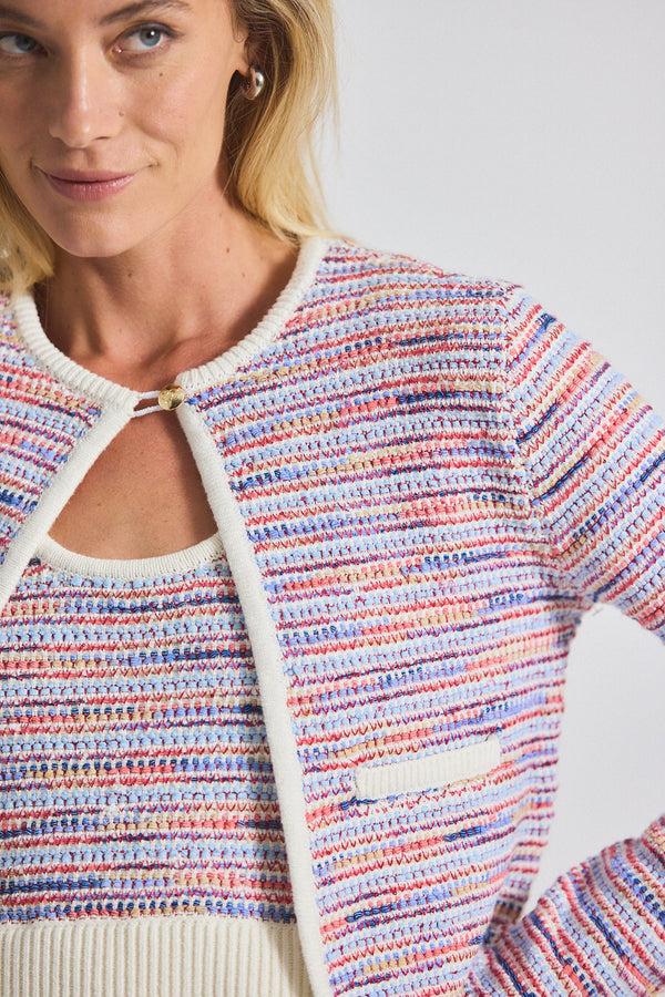 Derek Lam Findley Space Dyed Cardigan Raspberry Multi