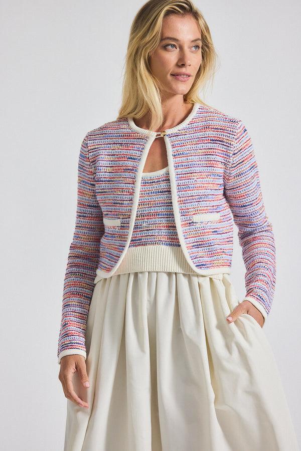 derek lam Findley Space Dyed Cardigan Raspberry Multi