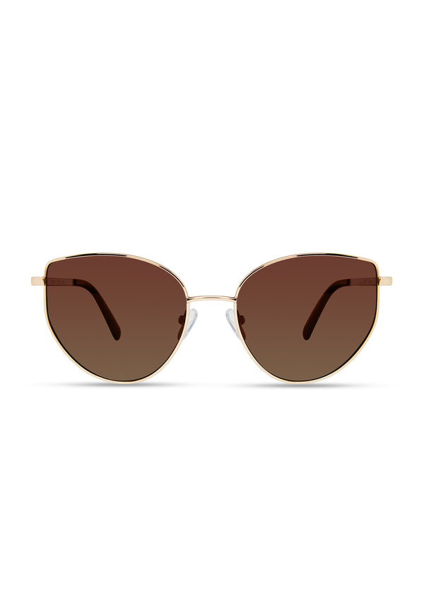 Derek Lam Kirby Cat Eye Oversized Metal Sunglasses Gold-Pink