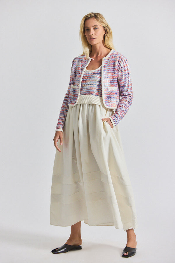 Derek Lam Loewel Space Dyed Knit Mixed Media Dress Raspberry Multi