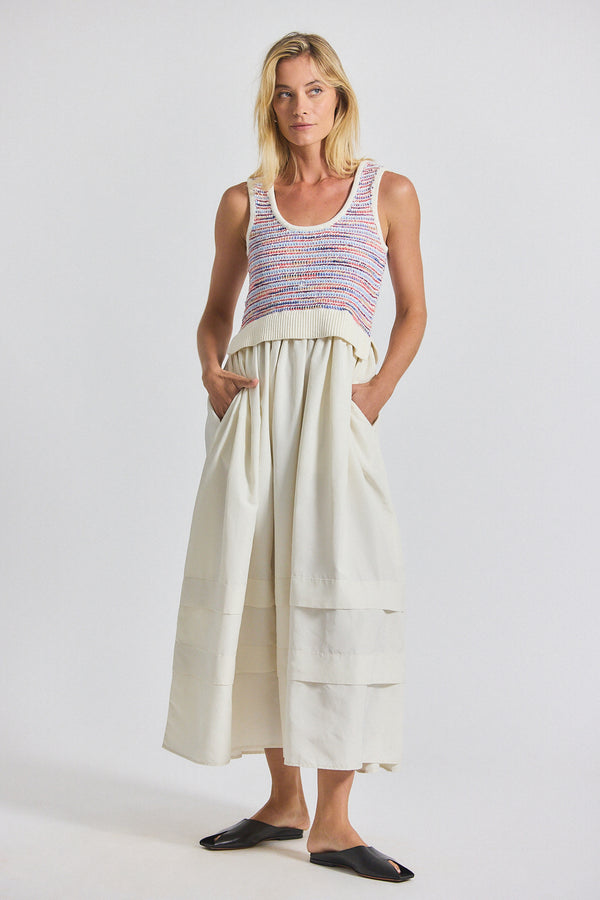 derek lam Loewel Space Dyed Knit Mixed Media Dress Raspberry Multi