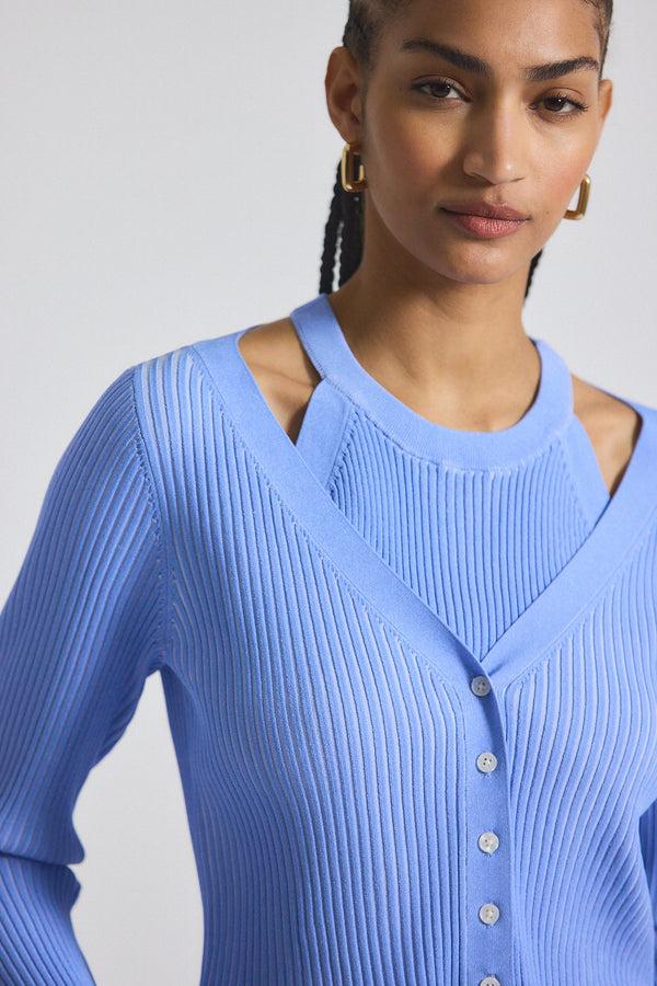 Derek Lam Lonnie Viscose Knit Layered Cardigan Capri
