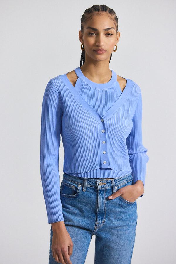 derek lam Lonnie Viscose Knit Layered Cardigan Capri