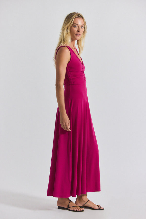 Derek Lam Misha Matte Jersey Ruched Dress Raspberry