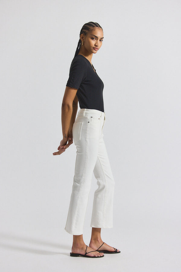 Derek Lam Perce Comfort Stretch Cropped Jean With Pintuck Blanc De Blanc