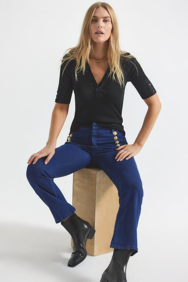 derek lam Robertson Crop Flare Jeans Lexington Dark