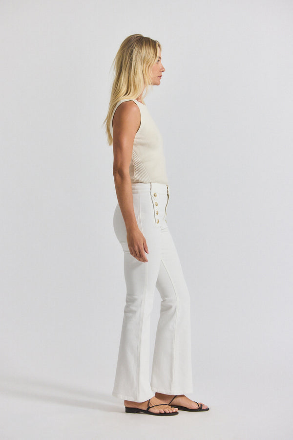 Derek Lam Robertson Stretch Denim Flare Trouser Blanc De Blanc
