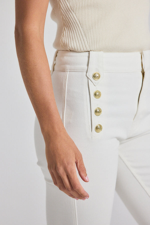 Derek Lam Robertson Stretch Denim Flare Trouser Blanc De Blanc