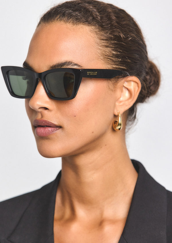 Derek Lam Shay Square Cat Eye Sunglasses Black-Grey