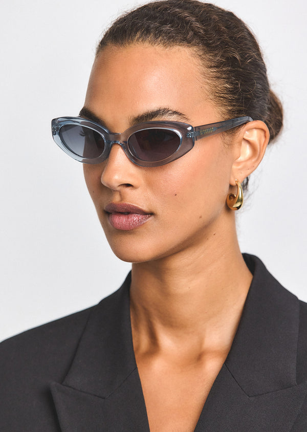 Derek Lam Vesper Narrow Cat Eye Sunglasses Jade Crystal-Grey Gradient