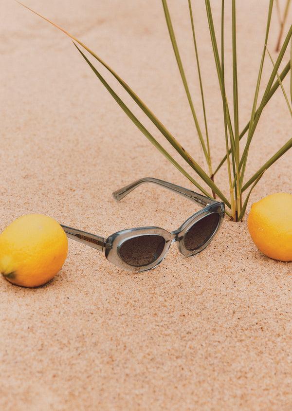 Derek Lam Vesper Narrow Cat Eye Sunglasses Jade Crystal-Grey Gradient