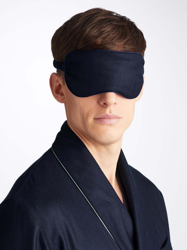 Derek Rose Eye Mask Duke Cashmere Navy Navy