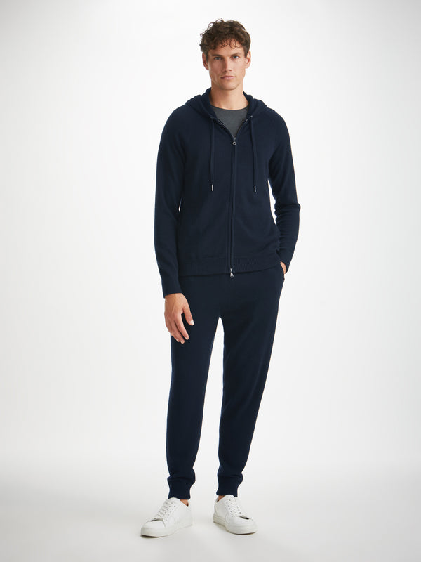 Derek Rose Men's Hoodie Finley Cashmere Navy Navy