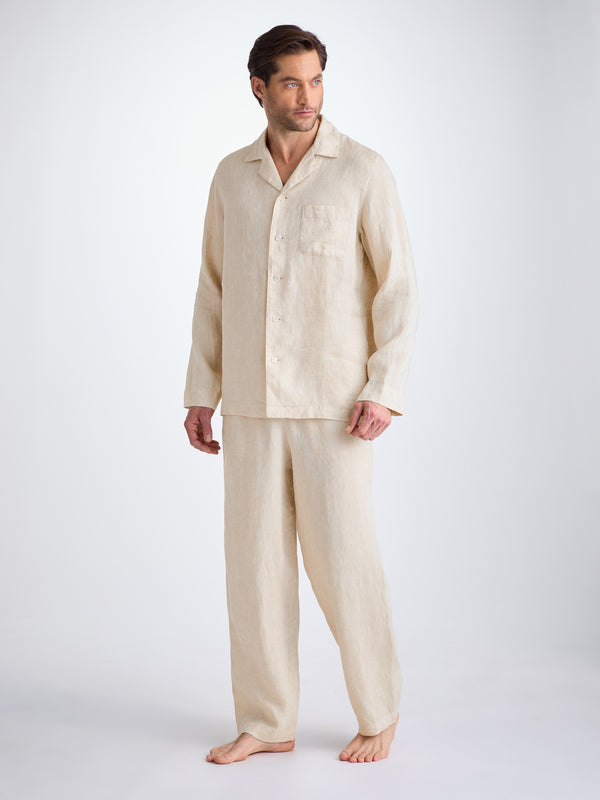 Derek Rose Men's Pajamas Sicily Linen Sand Sand