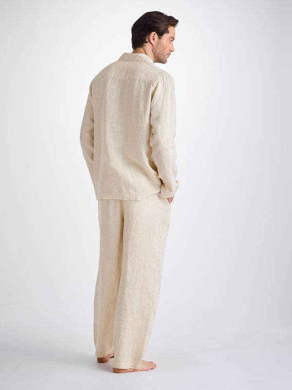 Derek Rose Men's Pajamas Sicily Linen Sand Sand