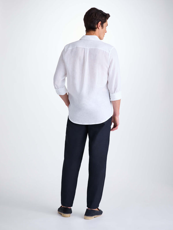 Derek Rose Men's Pants Sydney 2 Linen Navy Navy