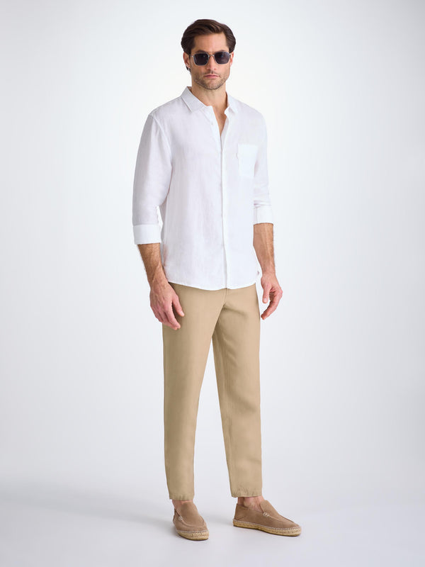 Derek Rose Men's Pants Sydney Linen Camel Camel