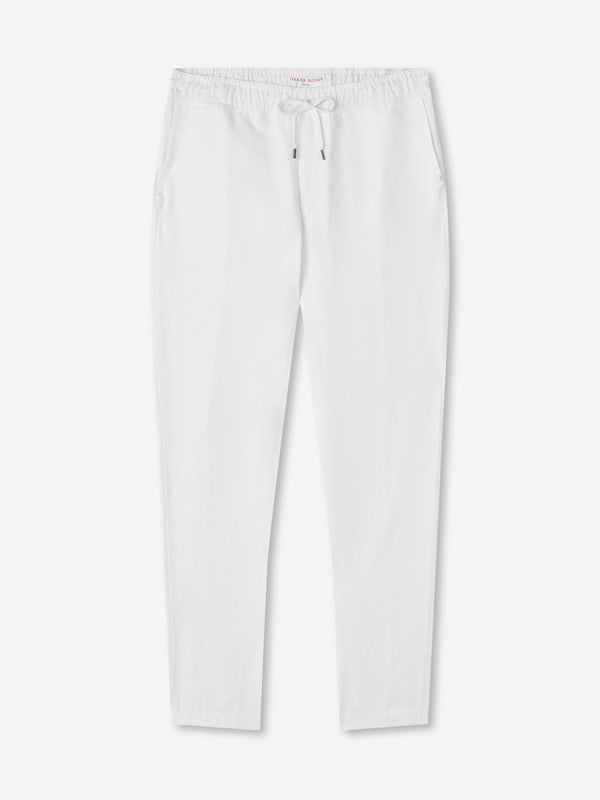 derek rose Men's Pants Sydney Linen White White