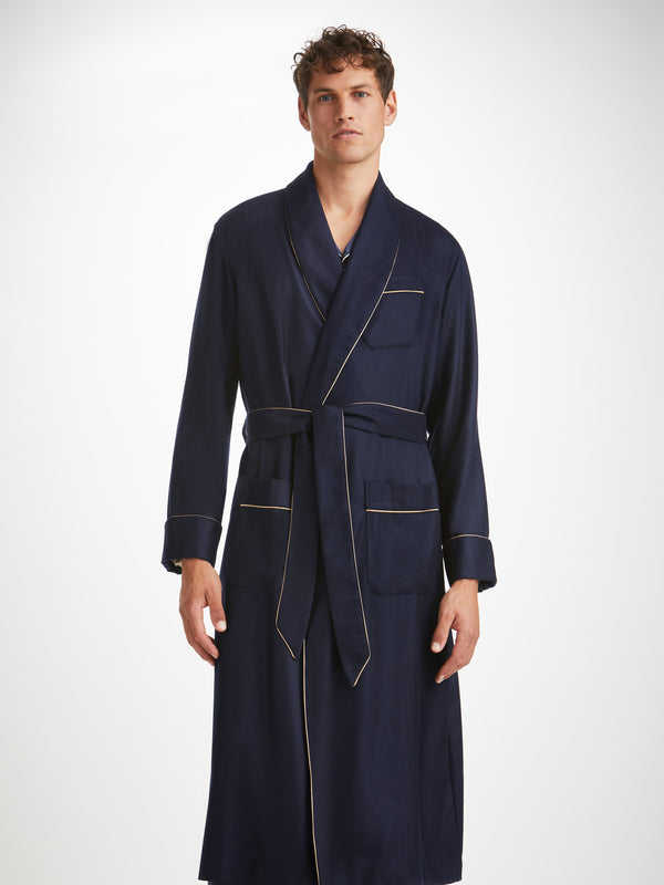 Derek Rose Men's Robe Duke Cashmere Navy Navy