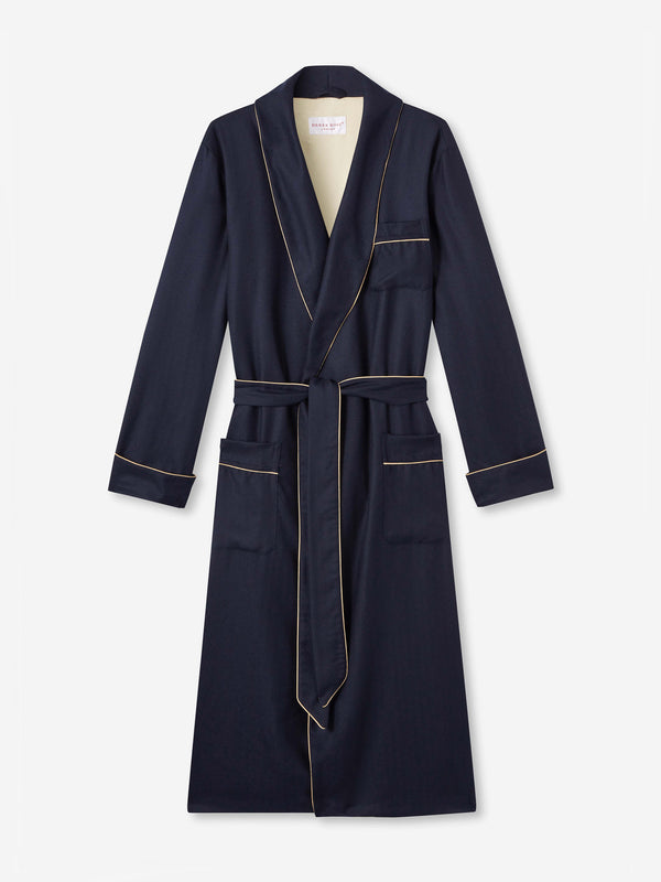 derek rose Men's Robe Duke Cashmere Navy Navy