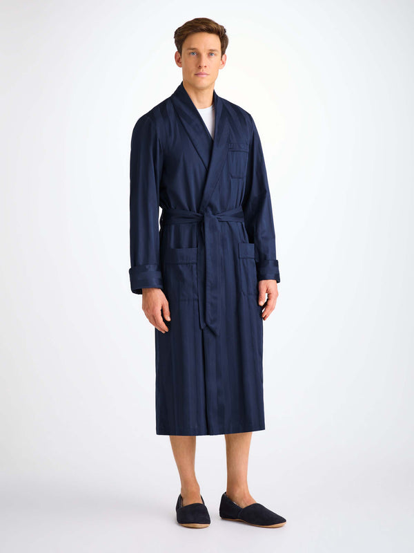 Derek Rose Men’s Robe Lingfield Cotton Navy Navy