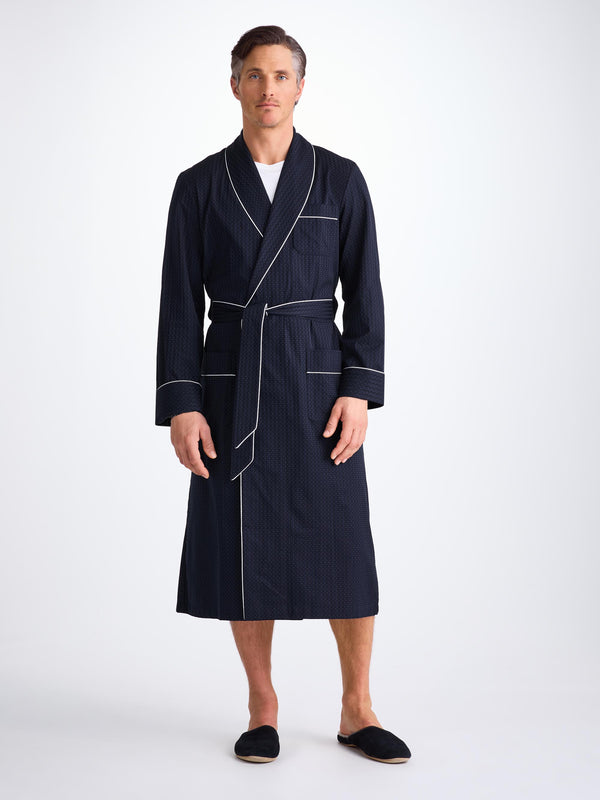 Derek Rose Men's Robe Royal 40 Cotton Navy Navy