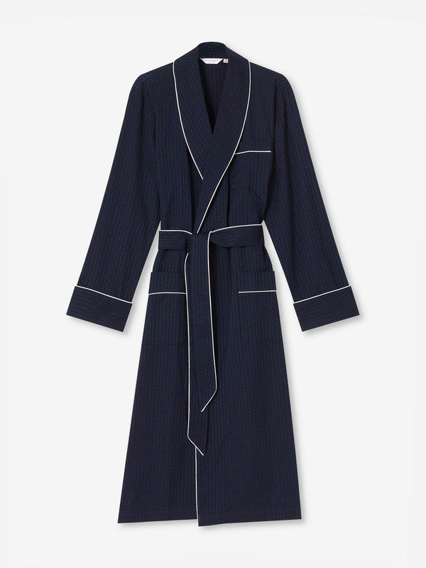 derek rose Men's Robe Royal 40 Cotton Navy Navy