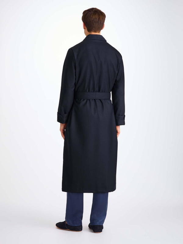 Derek Rose Men's Robe Westminster 2 Wool Navy Navy