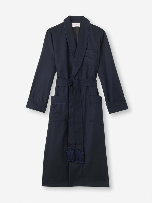 derek rose Men's Robe Westminster 2 Wool Navy Navy
