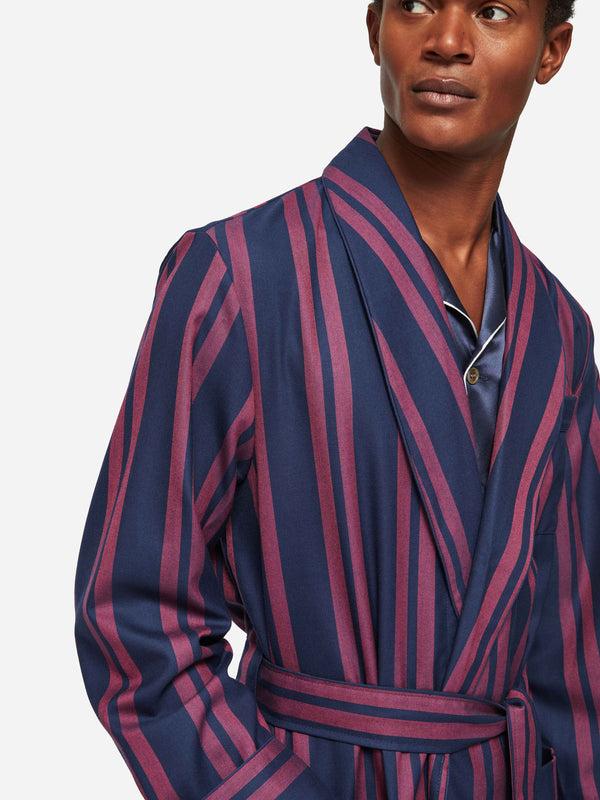 Derek Rose Men's Robe York 42 Wool Navy Navy