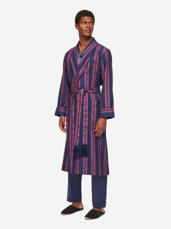 Derek Rose Men's Robe York 42 Wool Navy Navy