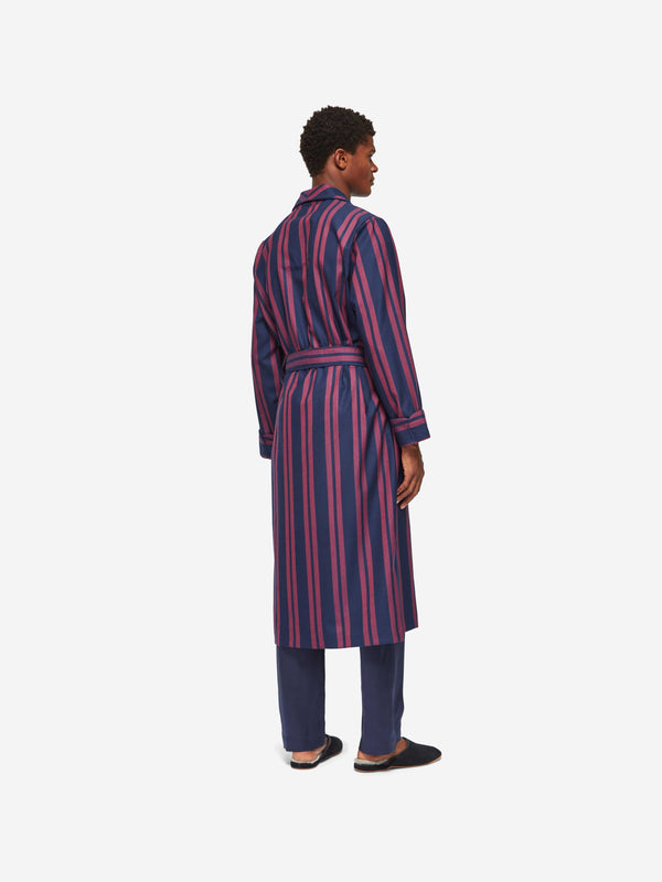 Derek Rose Men's Robe York 42 Wool Navy Navy