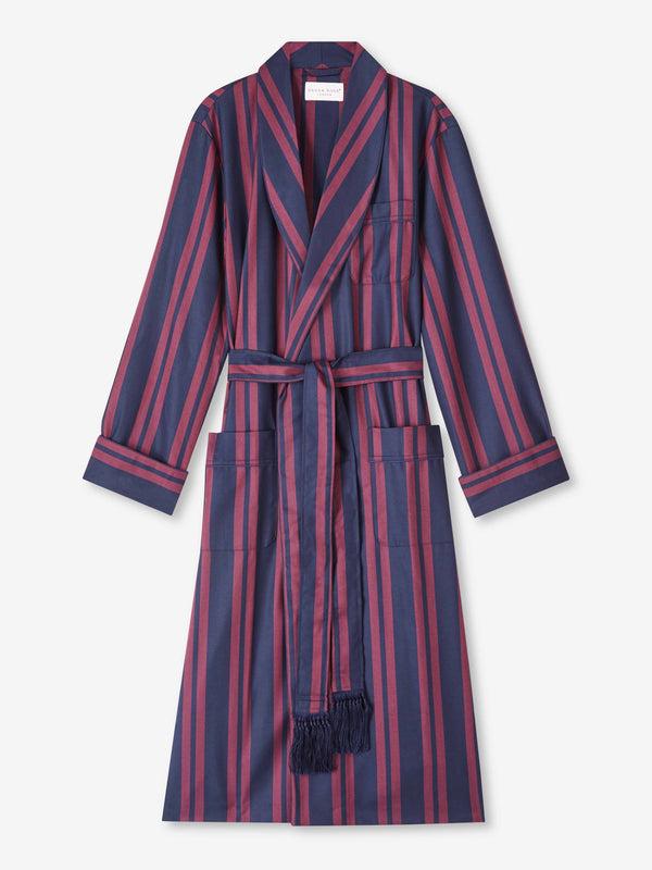 derek rose Men's Robe York 42 Wool Navy Navy