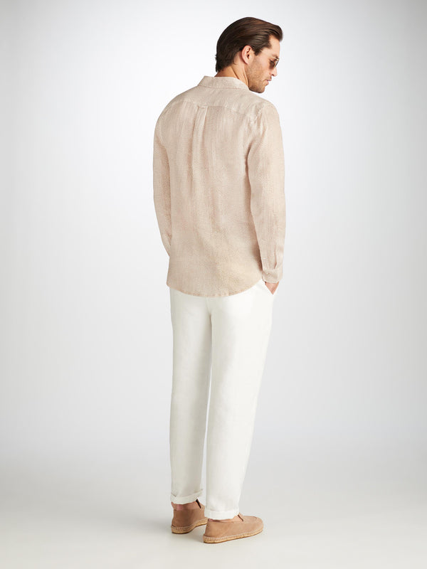 Derek Rose Men's Shirt Milan 24 Linen Sand Sand