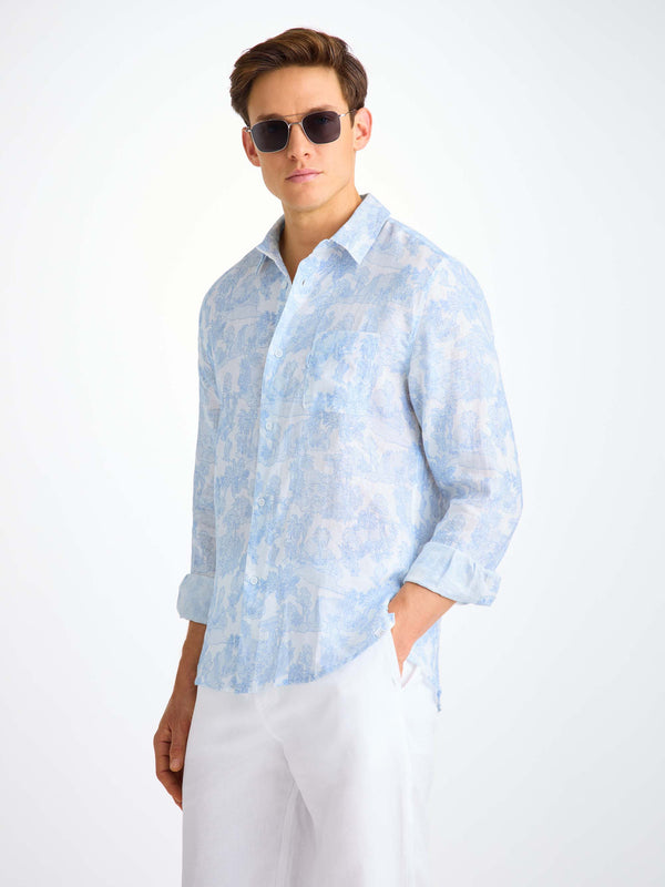 Derek Rose Men's Shirt Milan 26 Linen White White