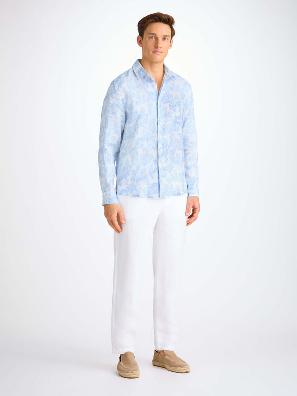 Derek Rose Men's Shirt Milan 26 Linen White White