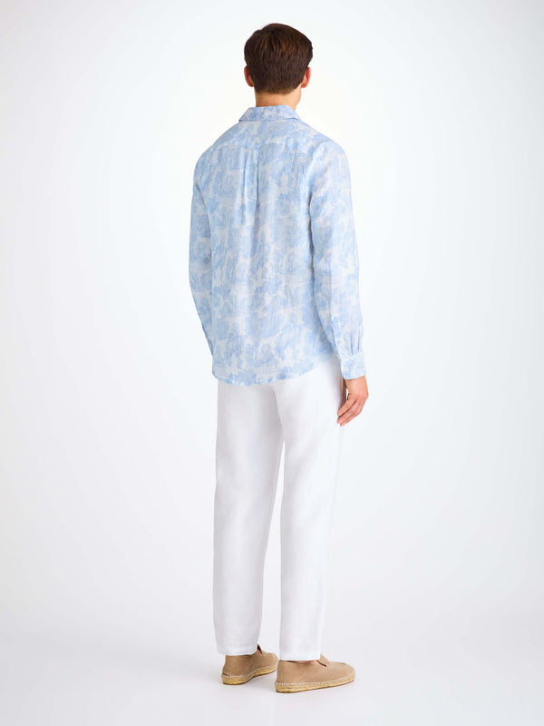 Derek Rose Men's Shirt Milan 26 Linen White White