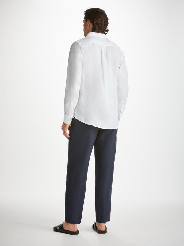 Derek Rose Men's Shirt Monaco Linen White White