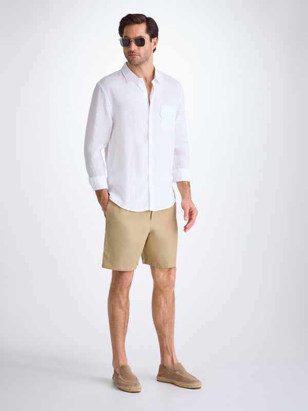 Derek Rose Men's Shorts Sydney Linen Camel Camel