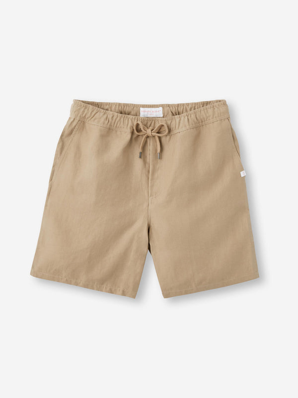 derek rose Men's Shorts Sydney Linen Camel Camel