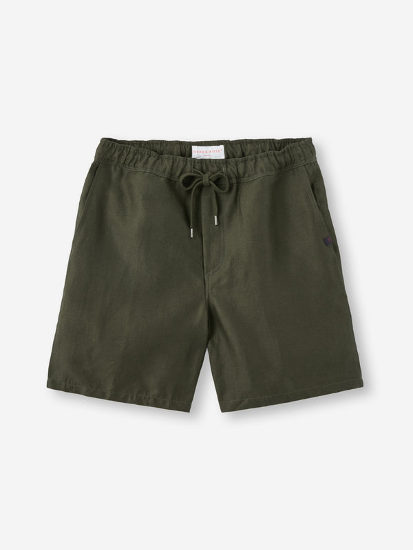 derek rose Men's Shorts Sydney Linen Khaki Khaki