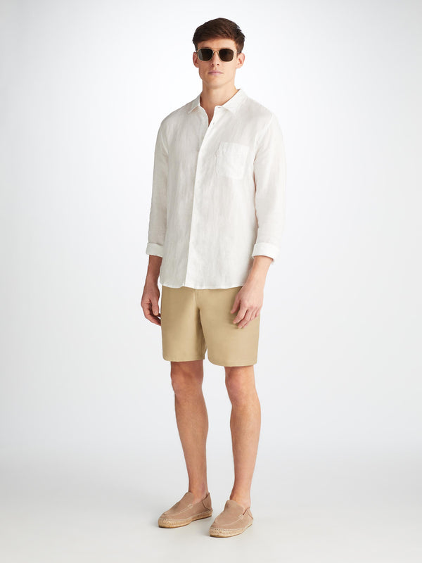 Derek Rose Men's Shorts Sydney Linen Sand Sand