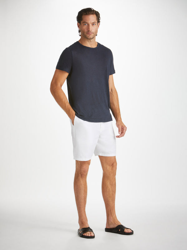 Derek Rose Men's Shorts Sydney Linen White White